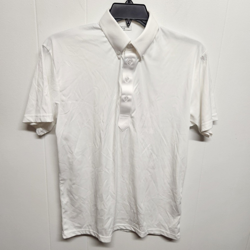 Collars & Co. Polo Shirt Mens Medium White Dress Collar Regular Fit Polyester